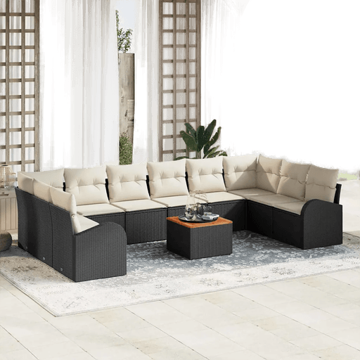 Vidaxl Hagesofa Set 11 pcs Svart og krem