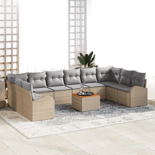 Vidaxl Hagesofa Set 11 pcs Beige og lys grå