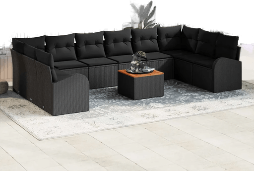 Vidaxl Hagesofa Set 11 pcs Svart