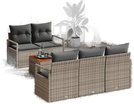 Vidaxl Hagesofa Set 6 pcs Grå