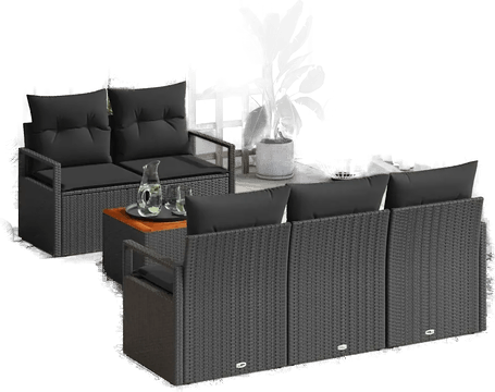 Vidaxl Hagesofa Set 6 pcs Svart