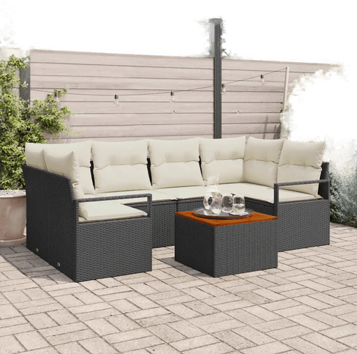 Vidaxl Hagesofa Set 7 pcs Svart og krem