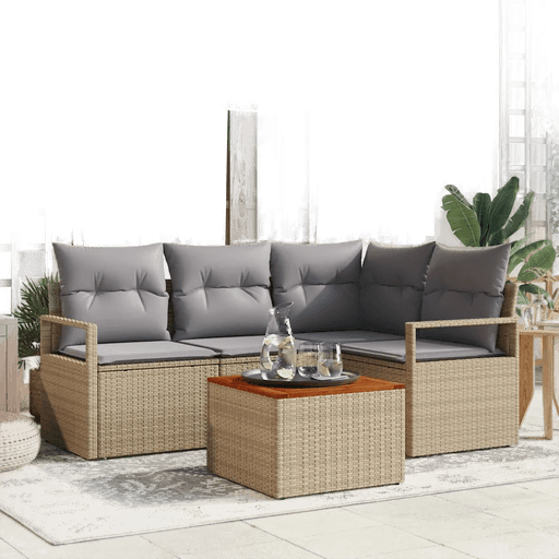 Vidaxl Hagesofa Set 5 pcs Beige og lys grå