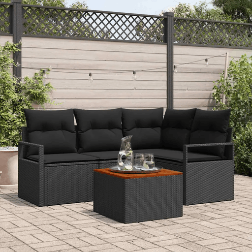 Vidaxl Hagesofa Set 5 pcs Svart