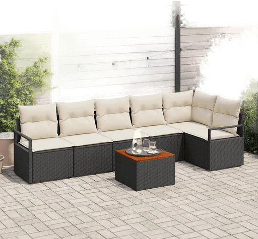 Vidaxl Hagesofa Set 7 pcs Svart og krem
