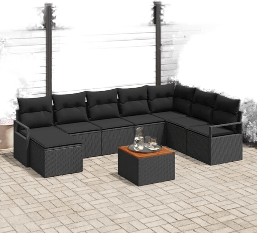 Vidaxl Hagesofa Set 9 pcs Svart