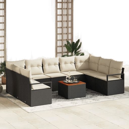 Vidaxl Hagesofa Set 10 pcs Svart og krem