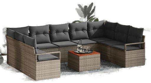 Vidaxl Hagesofa Set 10 pcs Grå