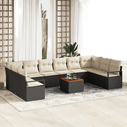 Vidaxl Hagesofa Set 11 pcs Svart og krem