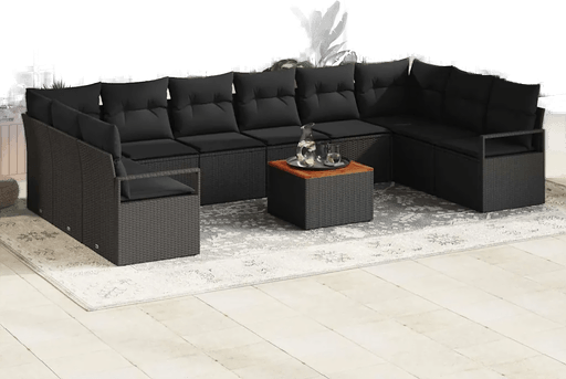 Vidaxl Hagesofa Set 11 pcs Svart