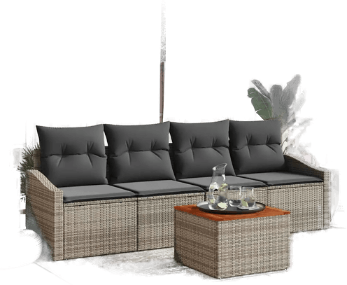 Vidaxl Hagesofa Set 5 pcs Grå