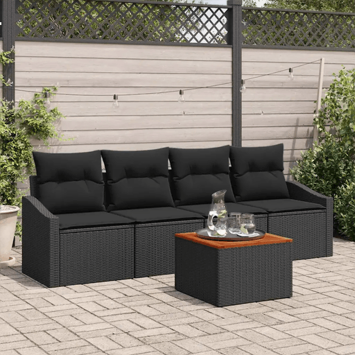 Vidaxl Hagesofa Set 5 pcs Svart