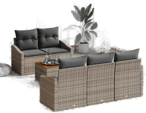 Vidaxl Hagesofa Set 6 pcs Grå