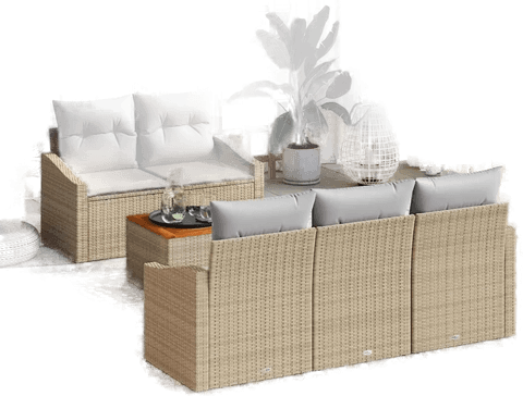 Vidaxl Hagesofa Set 6 pcs Beige og lys grå