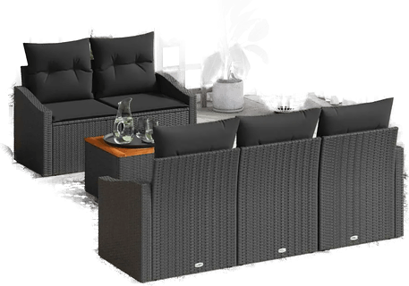 Vidaxl Hagesofa Set 6 pcs Svart