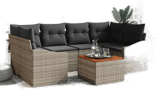 Vidaxl Hagesofa Set 7 pcs Grå