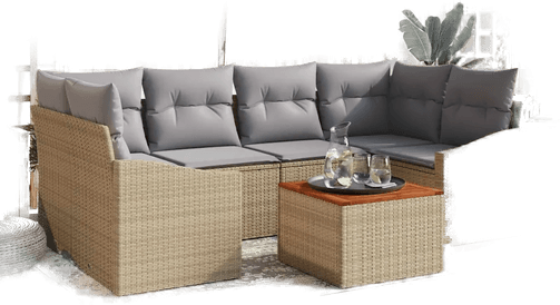 Vidaxl Hagesofa Set 7 pcs Beige og lys grå