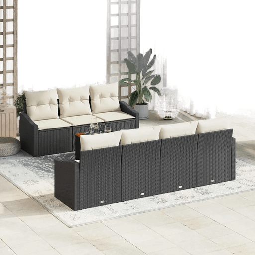 Vidaxl Hagesofa Set 8 pcs Svart og krem