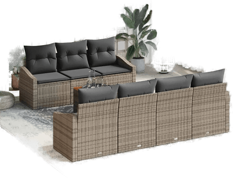 Vidaxl Hagesofa Set 8 pcs Grå