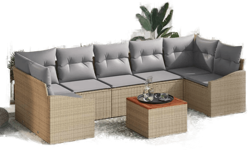 Vidaxl Hagesofa Set 8 pcs Beige og lys grå