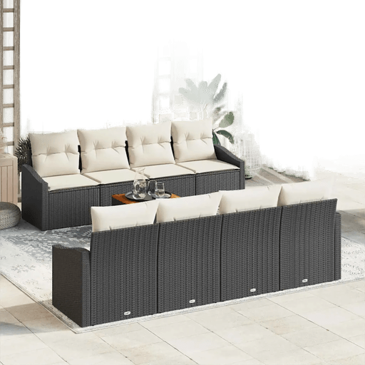 Vidaxl Hagesofa Set 9 pcs Svart og krem