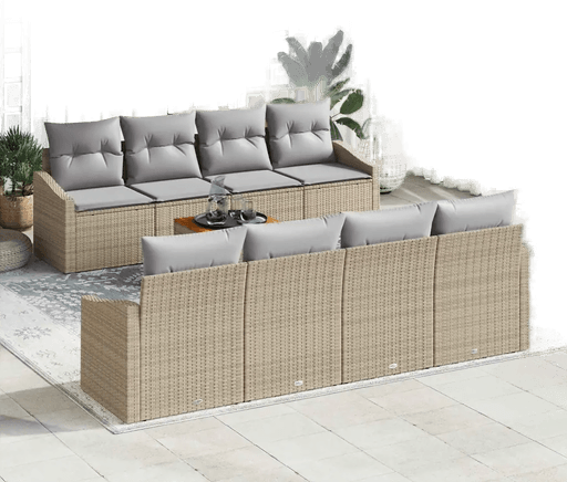 Vidaxl Hagesofa Set 9 pcs Beige og lys grå