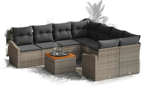 Vidaxl Hagesofa Set 9 pcs Grå