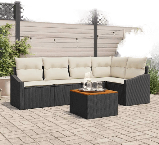 Vidaxl Hagesofa Set 6 pcs Svart og krem