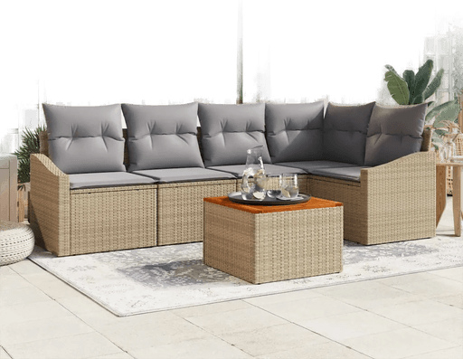 Vidaxl Hagesofa Set 6 pcs Beige og lys grå