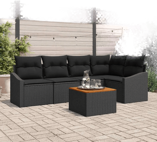 Vidaxl Hagesofa Set 6 pcs Svart