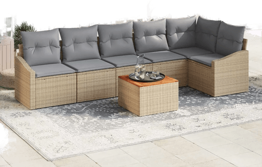 Vidaxl Hagesofa Set 7 pcs Beige og lys grå