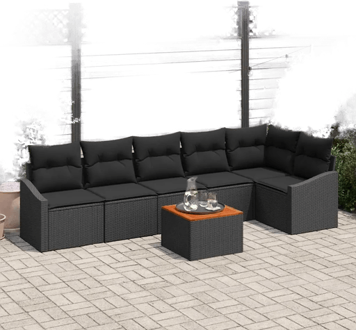 Vidaxl Hagesofa Set 7 pcs Svart