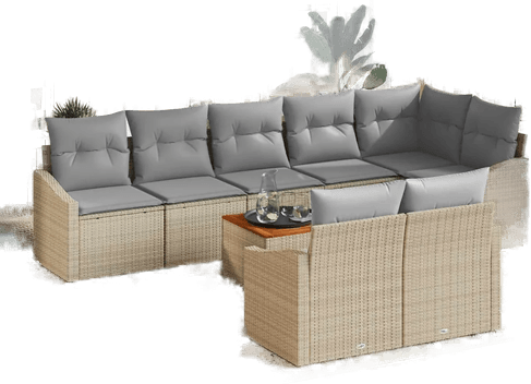 Vidaxl Hagesofa Set 9 pcs Beige og lys grå