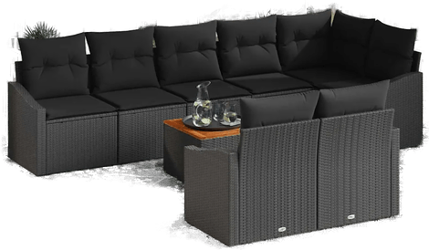 Vidaxl Hagesofa Set 9 pcs Svart