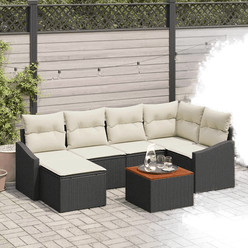 Vidaxl Hagesofa Set 7 pcs Svart og krem