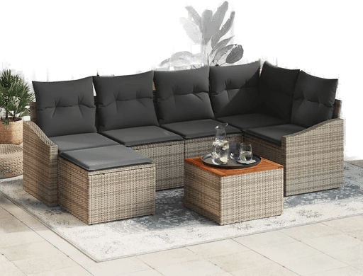 Vidaxl Hagesofa Set 7 pcs Grå