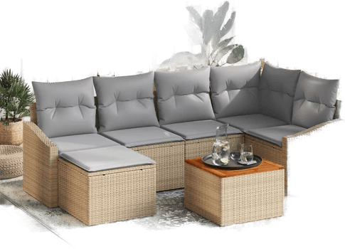 Vidaxl Hagesofa Set 7 pcs Beige og lys grå