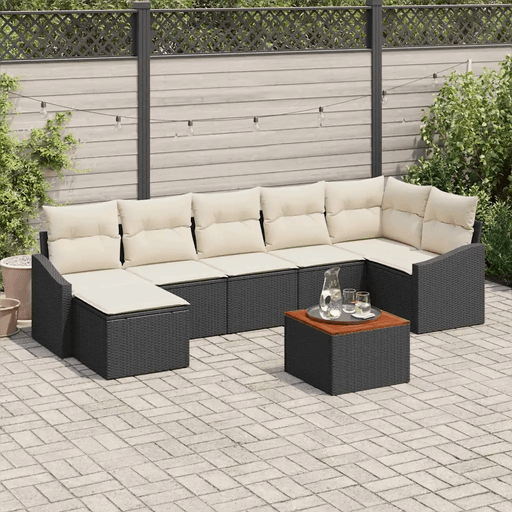 Vidaxl Hagesofa Set 8 pcs Svart og krem