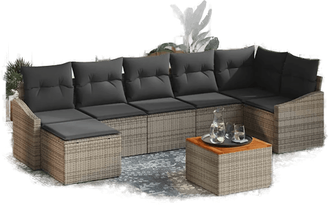 Vidaxl Hagesofa Set 8 pcs Grå