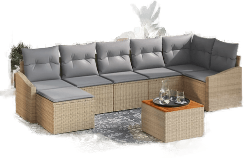 Vidaxl Hagesofa Set 8 pcs Beige og lys grå