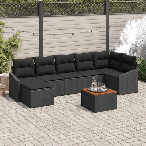 Vidaxl Hagesofa Set 8 pcs Svart