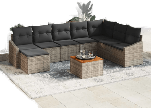 Vidaxl Hagesofa Set 9 pcs Grå