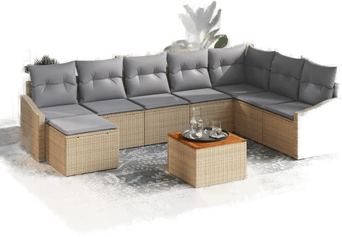 Vidaxl Hagesofa Set 9 pcs Beige og lys grå