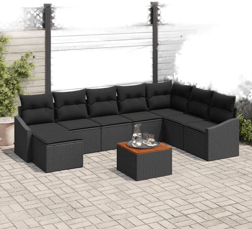 Vidaxl Hagesofa Set 9 pcs Svart