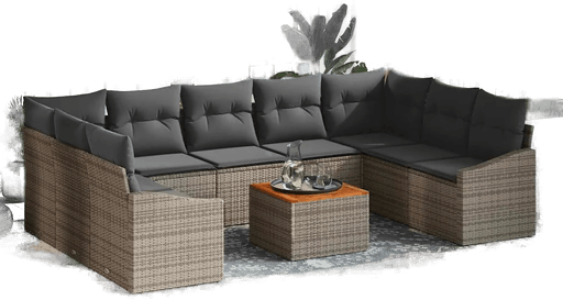 Vidaxl Hagesofa Set 10 pcs Grå