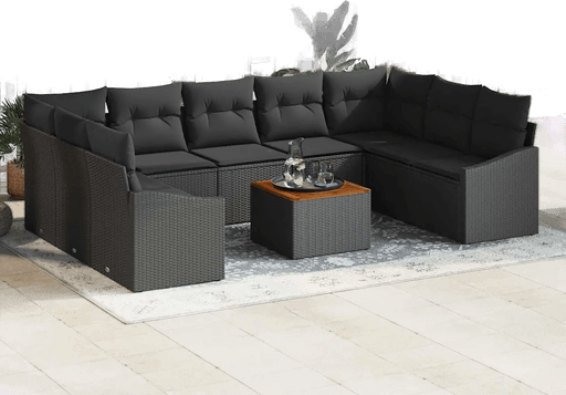 Vidaxl Hagesofa Set 10 pcs Svart