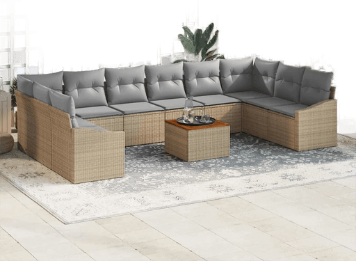 Vidaxl Hagesofa Set 11 pcs Beige og lys grå