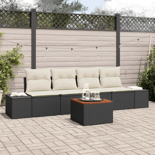 Vidaxl Hagesofa Set 5 pcs Svart og krem