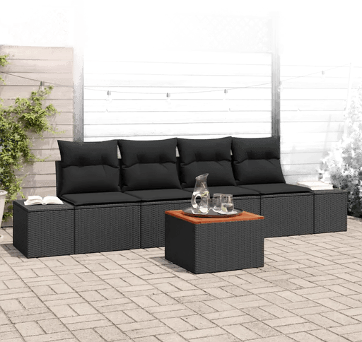 Vidaxl Hagesofa Set 5 pcs Svart