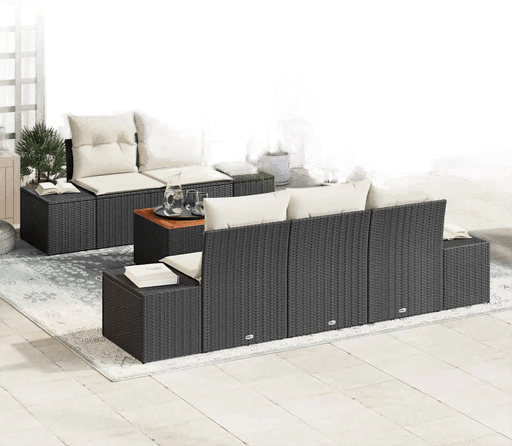 Vidaxl Hagesofa Set 6 pcs Svart og krem